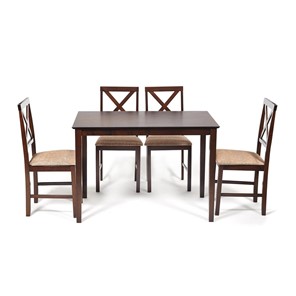 Обеденный комплект Хадсон (стол + 4 стула) id 13691 cappuccino (темный орех) арт.13691 в Элисте